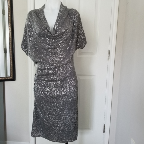 Calvin Klein Cinch Sweater Dress Silver Splatter S - Picture 1 of 12